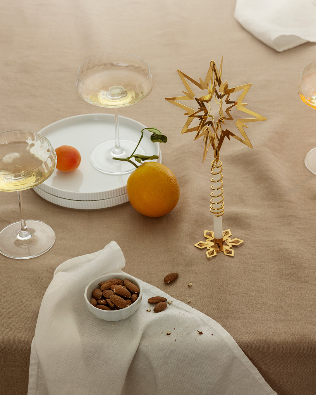 Stjerne lysestage 2024, 2 stk. - forgyldt